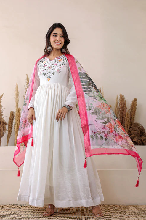 FESTIVAL SPECIAL CHINON GOWN WITH DUPATTA(WD46)