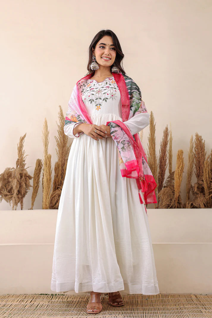 FESTIVAL SPECIAL CHINON GOWN WITH DUPATTA(WD46)