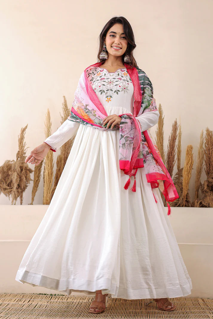 FESTIVAL SPECIAL CHINON GOWN WITH DUPATTA(WD46)