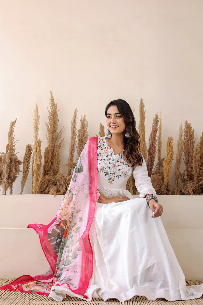 FESTIVAL SPECIAL CHINON GOWN WITH DUPATTA(WD46)