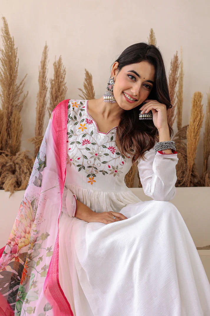 FESTIVAL SPECIAL CHINON GOWN WITH DUPATTA(WD46)
