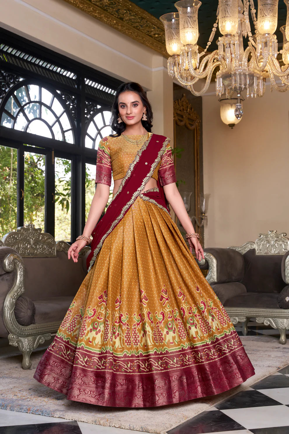 KANCHIPURAM PRINTED LEHENGA CHOLI WITH DUPATTA(WD173) (02)
