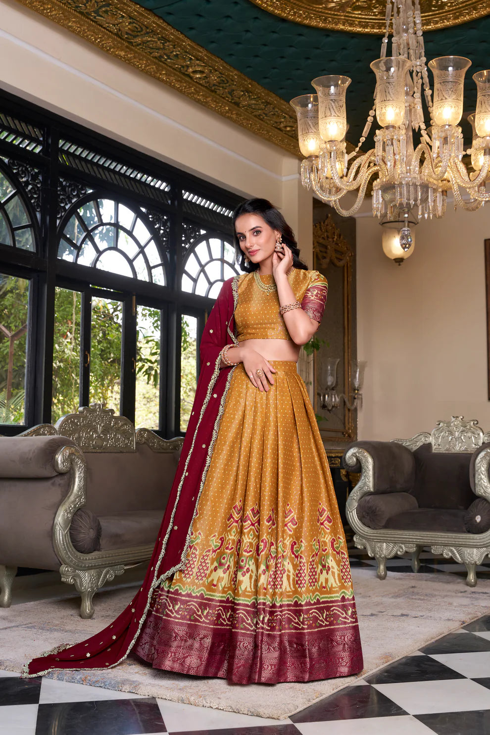 KANCHIPURAM PRINTED LEHENGA CHOLI WITH DUPATTA(WD173) (02)