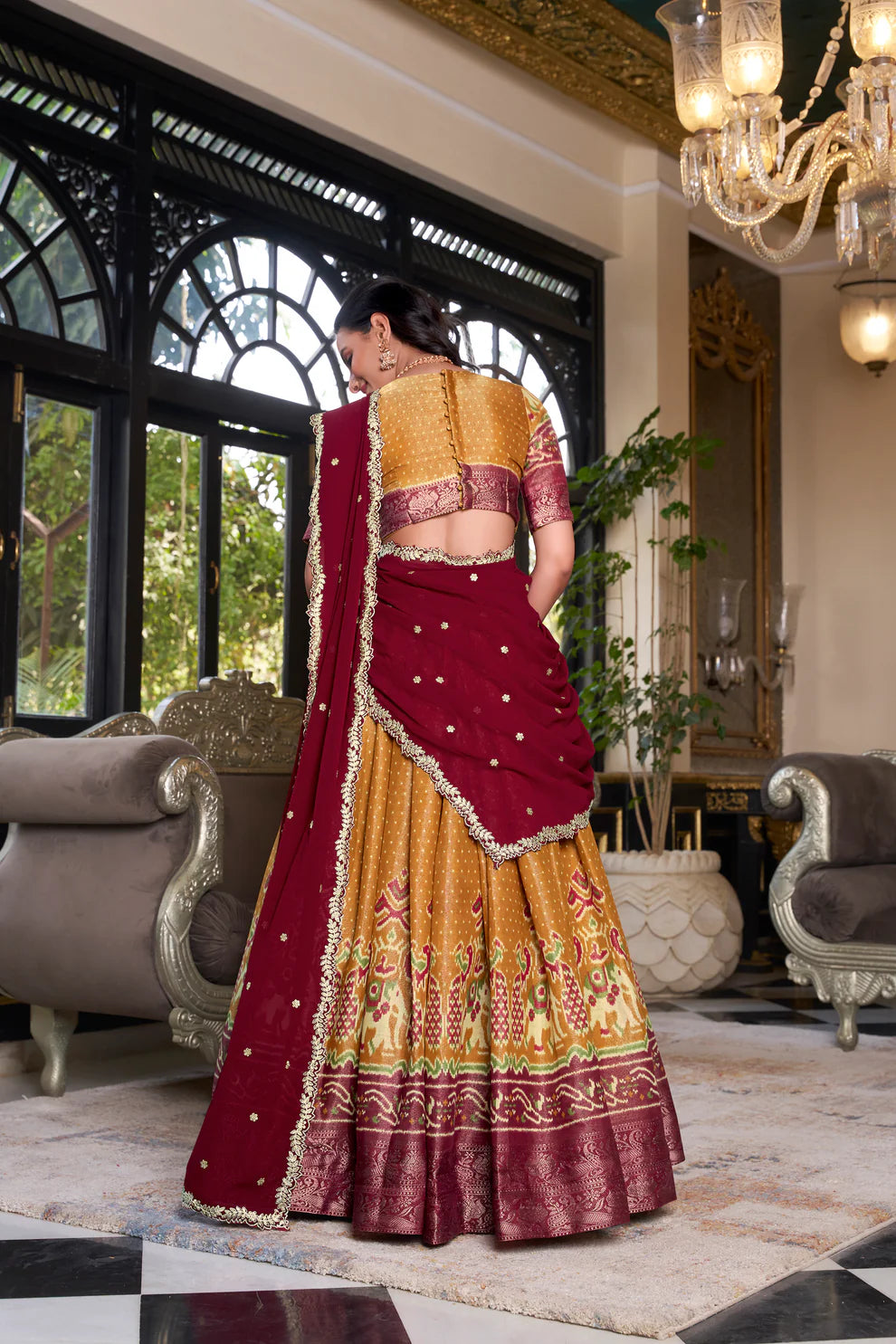 KANCHIPURAM PRINTED LEHENGA CHOLI WITH DUPATTA(WD173) (02)