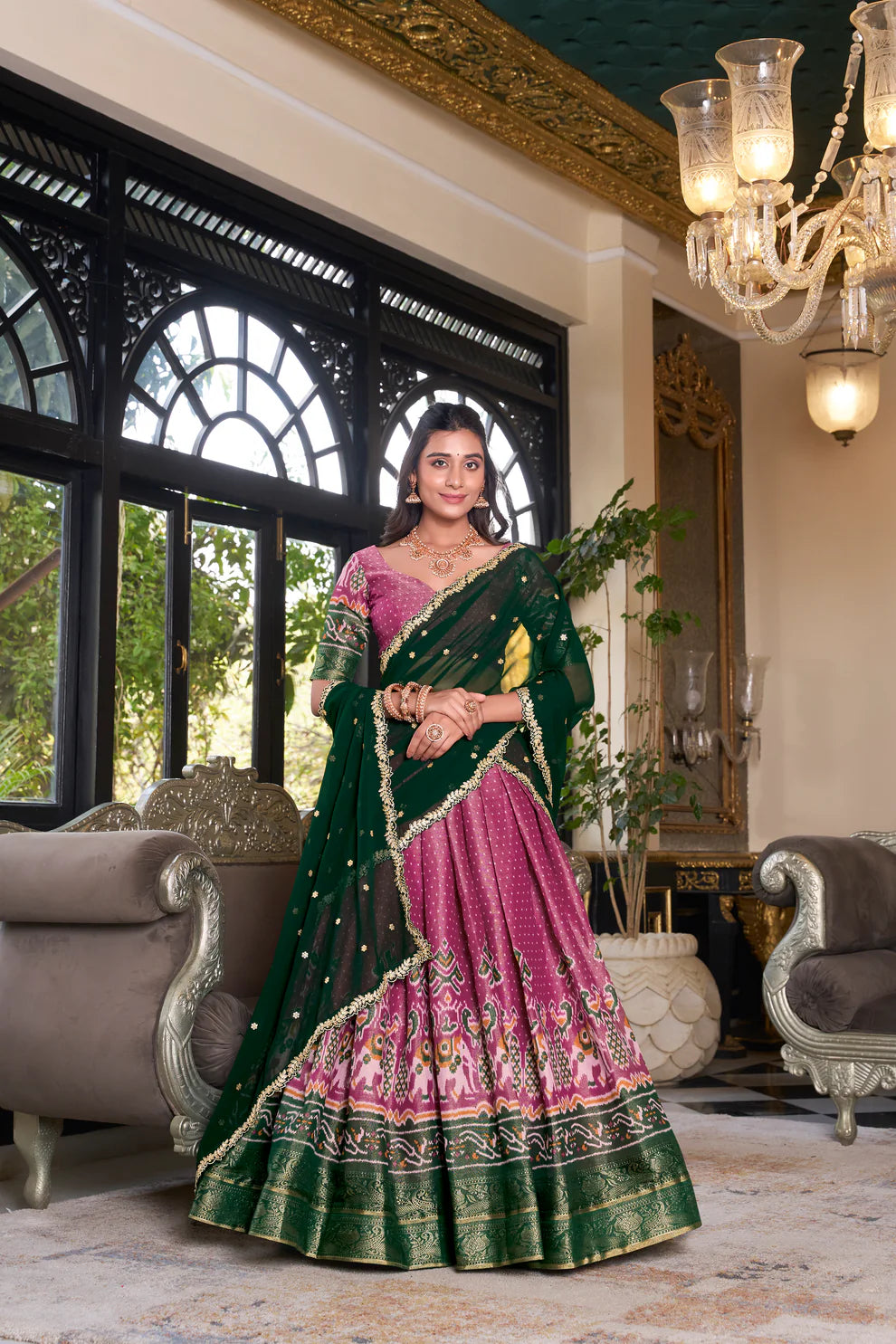 KANCHIPURAM PRINTED LEHENGA CHOLI WITH DUPATTA(WD173) (03)