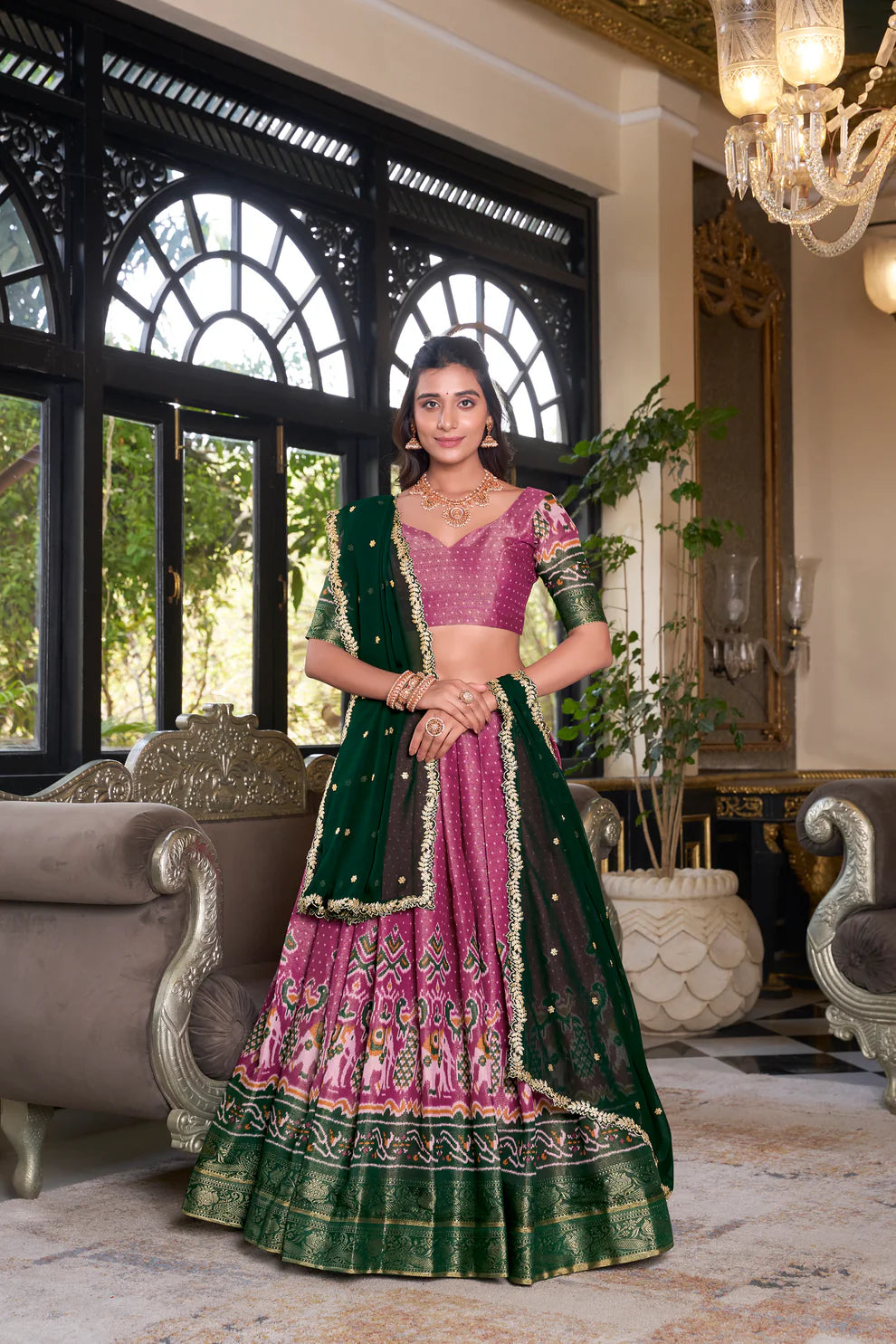 KANCHIPURAM PRINTED LEHENGA CHOLI WITH DUPATTA(WD173) (03)