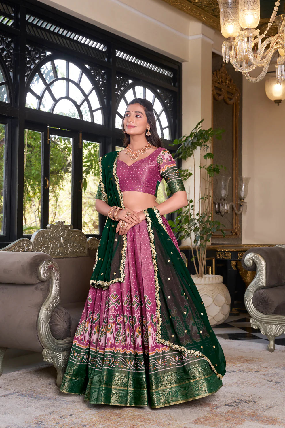 KANCHIPURAM PRINTED LEHENGA CHOLI WITH DUPATTA(WD173) (03)