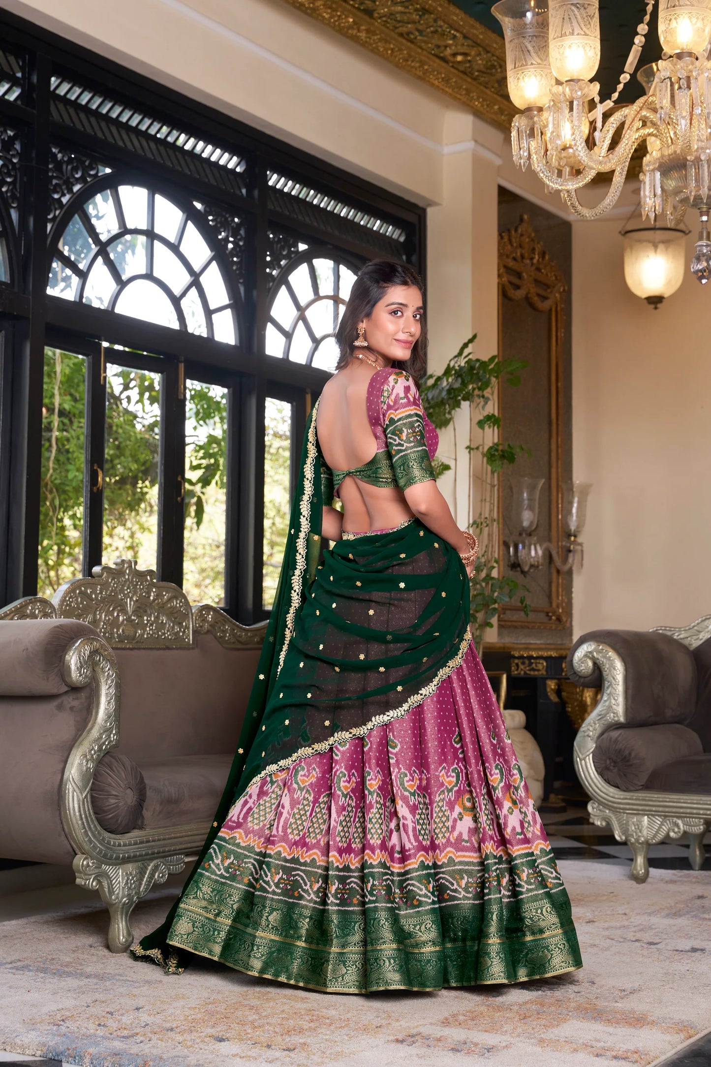 KANCHIPURAM PRINTED LEHENGA CHOLI WITH DUPATTA(WD173) (03)