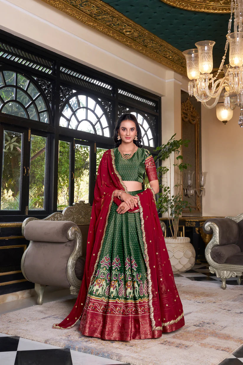 KANCHIPURAM PRINTED LEHENGA CHOLI WITH DUPATTA(WD173)