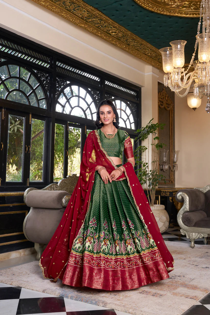 KANCHIPURAM PRINTED LEHENGA CHOLI WITH DUPATTA(WD173)