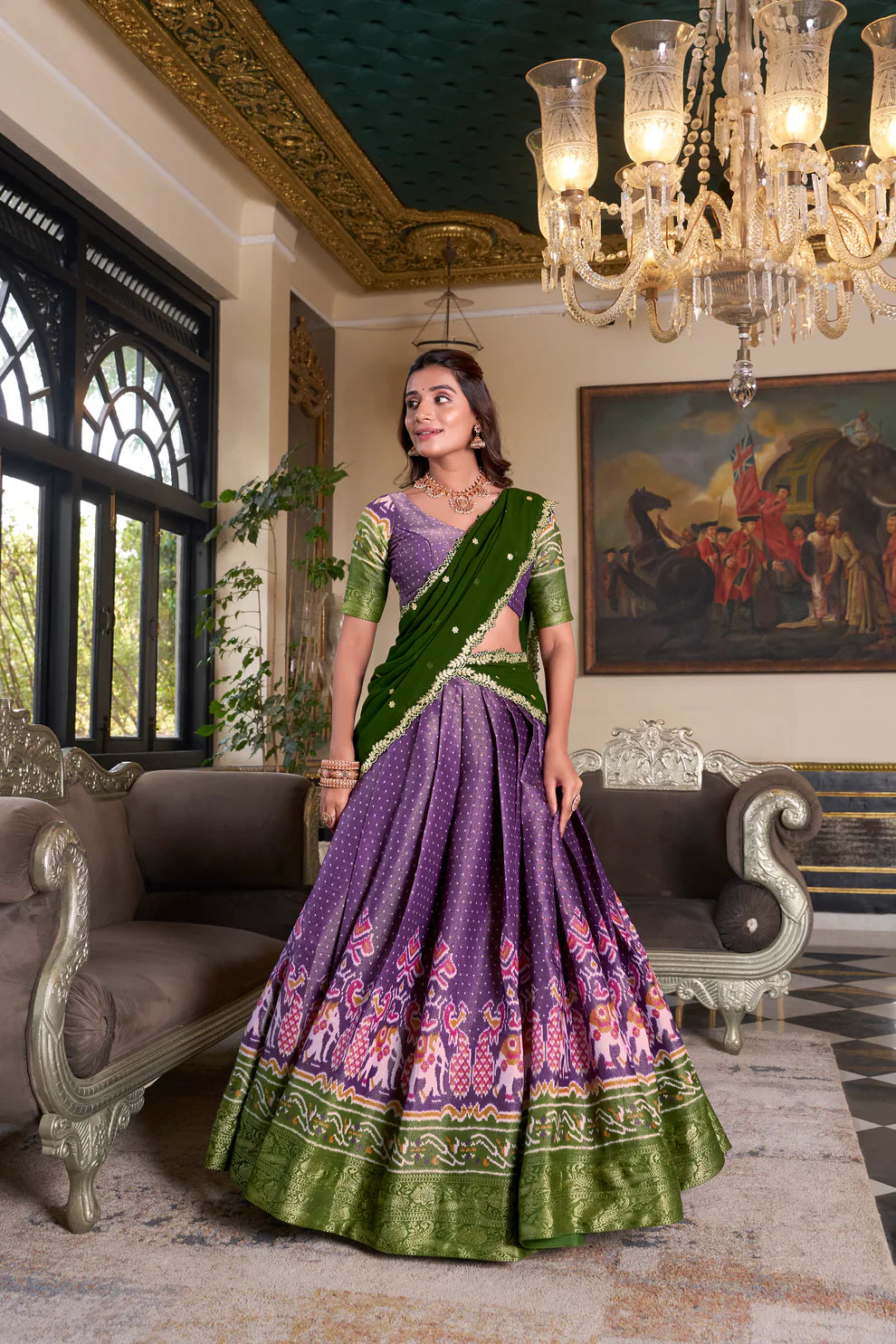 KANCHIPURAM PRINTED LEHENGA CHOLI WITH DUPATTA(WD173) (01)