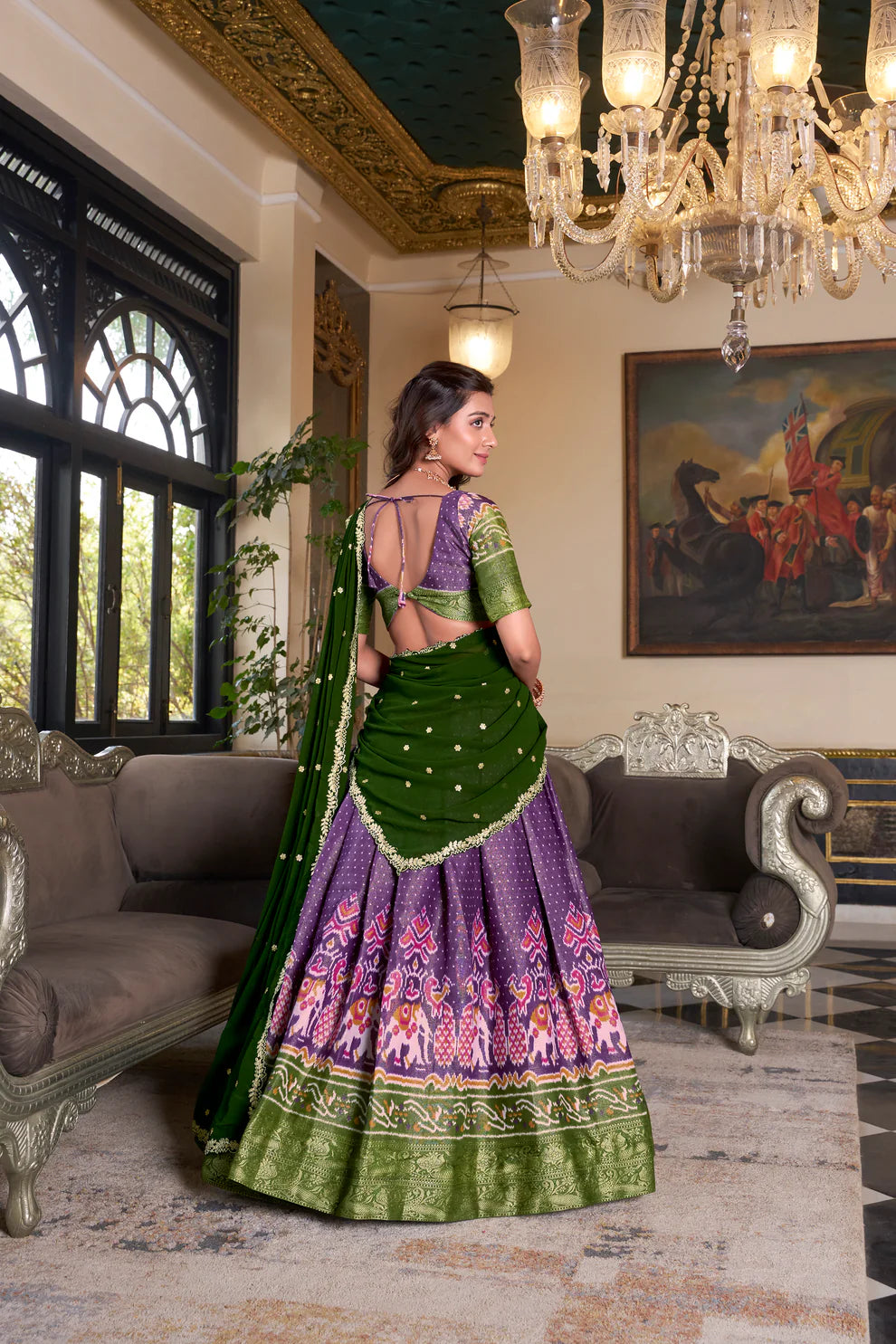 KANCHIPURAM PRINTED LEHENGA CHOLI WITH DUPATTA(WD173) (01)