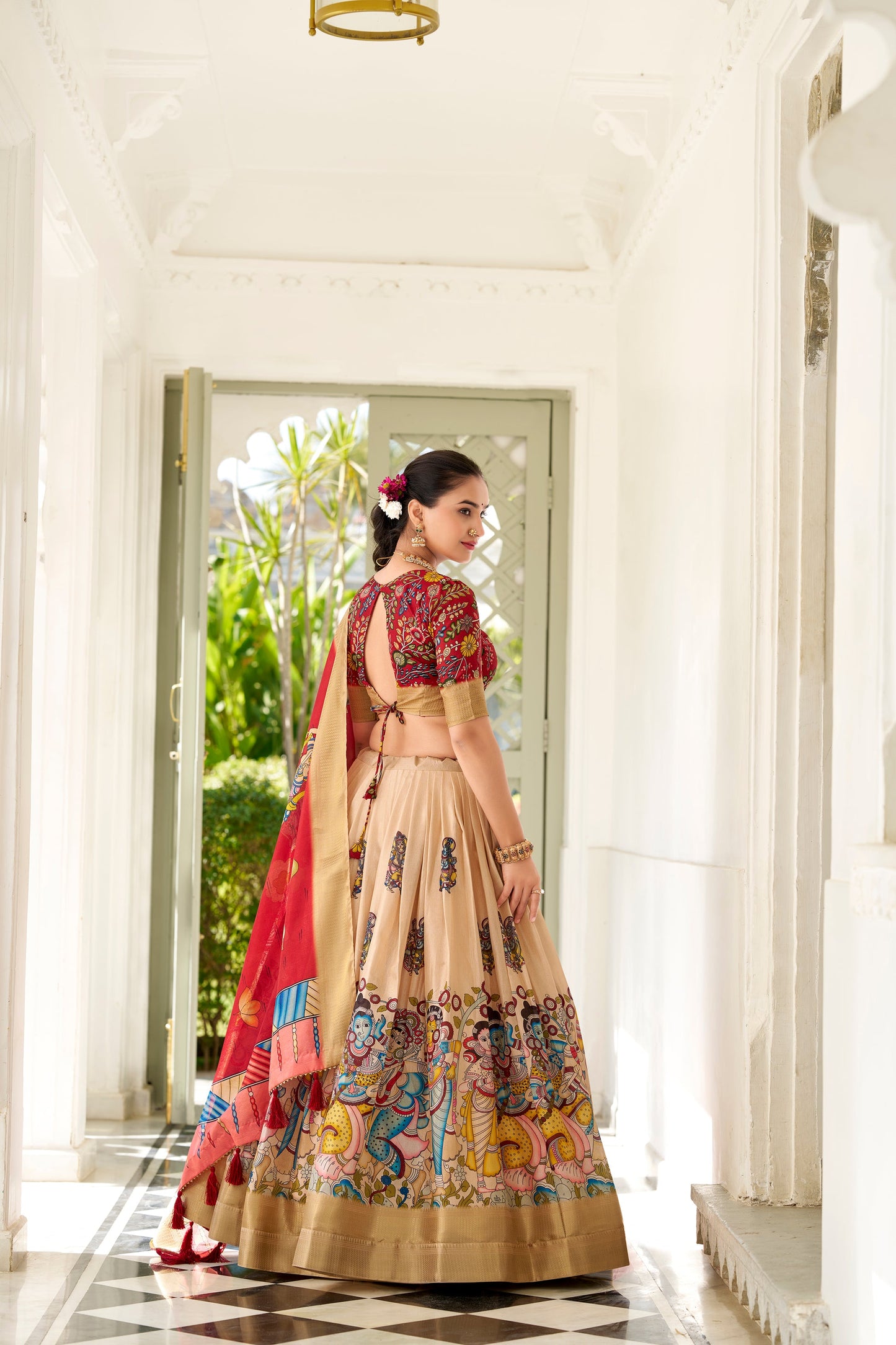 WEDDING SPECIAL KALAMKARI PRINTED LEHENGA CHOLI (WDN116)