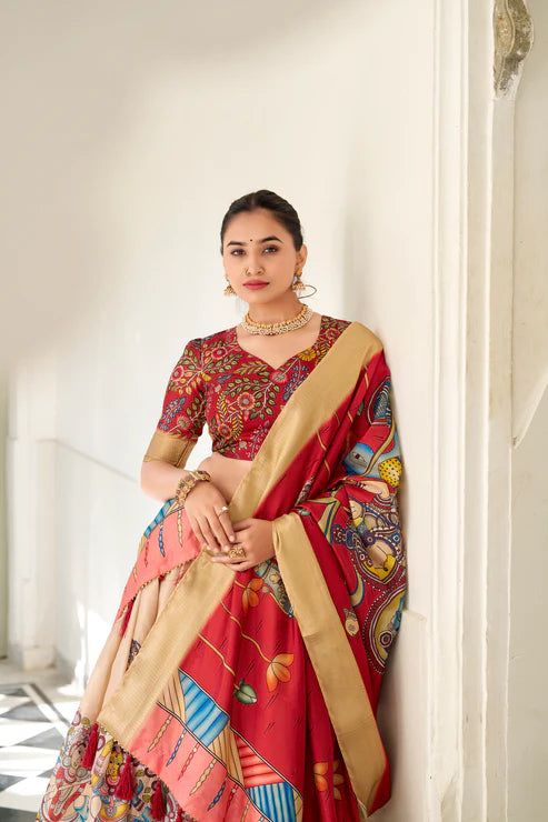 WEDDING SPECIAL KALAMKARI PRINTED LEHENGA CHOLI(WD127)
