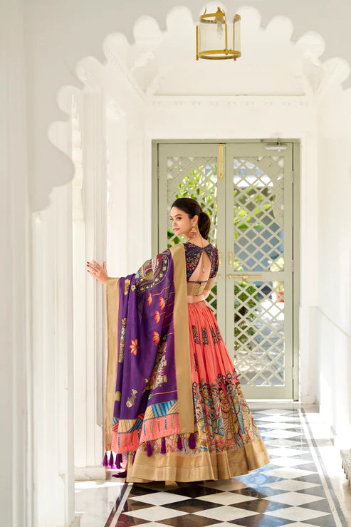 WEDDING SPECIAL KALAMKARI PRINTED LEHENGA CHOLI(WD127) (01)