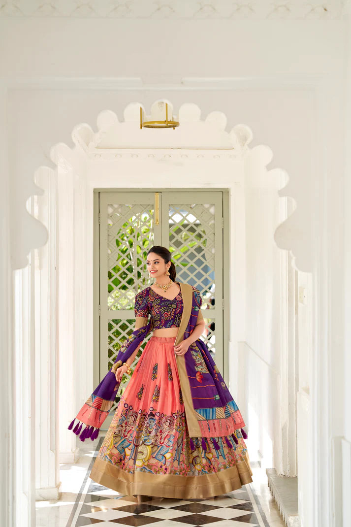 WEDDING SPECIAL KALAMKARI PRINTED LEHENGA CHOLI(WD127) (01)