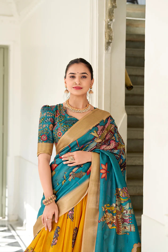 WEDDING SPECIAL KALAMKARI PRINTED LEHENGA CHOLI(WD127) (03)