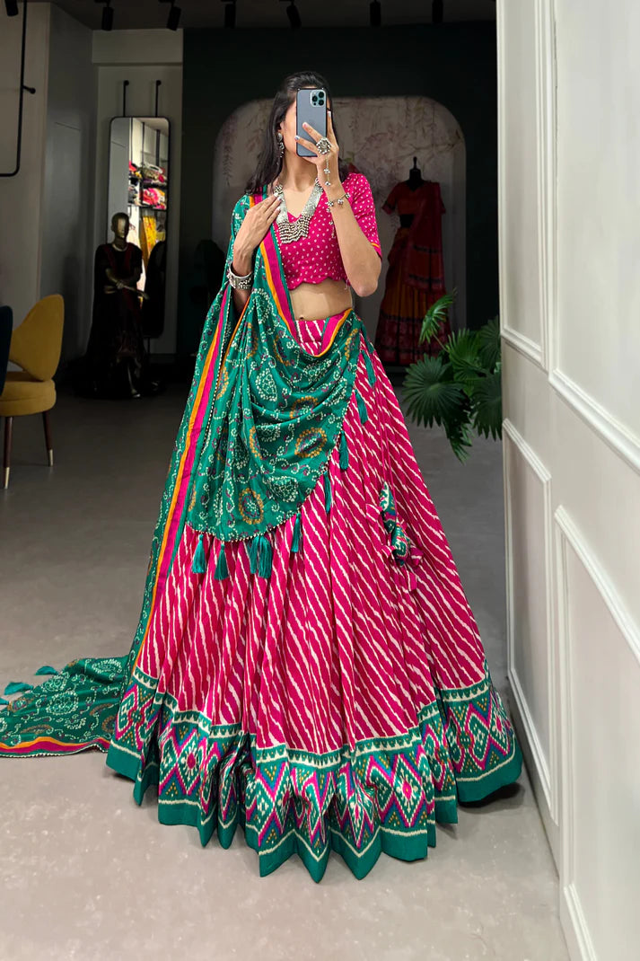 PREMIUM PATOLA LEHERIYU PRINT LEHENGA CHOLI(WD154) (01)