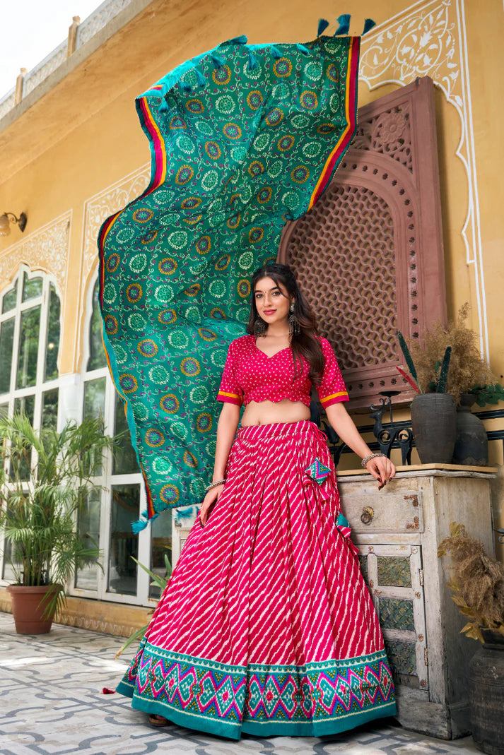 PREMIUM PATOLA LEHERIYU PRINT LEHENGA CHOLI(WD154) (01)