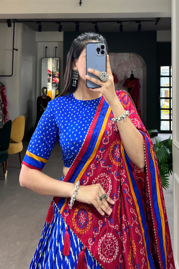 PREMIUM PATOLA LEHERIYU PRINT LEHENGA CHOLI(WD154)