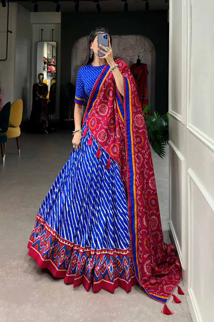 PREMIUM PATOLA LEHERIYU PRINT LEHENGA CHOLI(WD154)