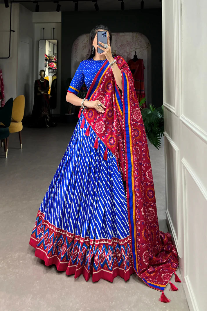 PREMIUM PATOLA LEHERIYU PRINT LEHENGA CHOLI(WD154)
