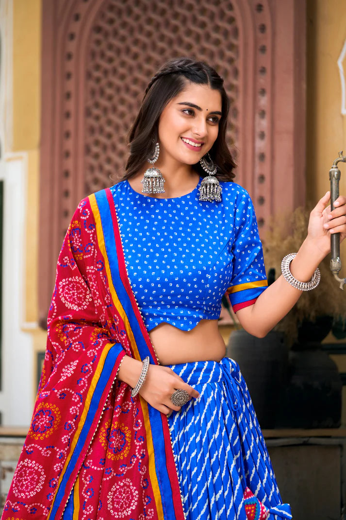 PREMIUM PATOLA LEHERIYU PRINT LEHENGA CHOLI(WD154)