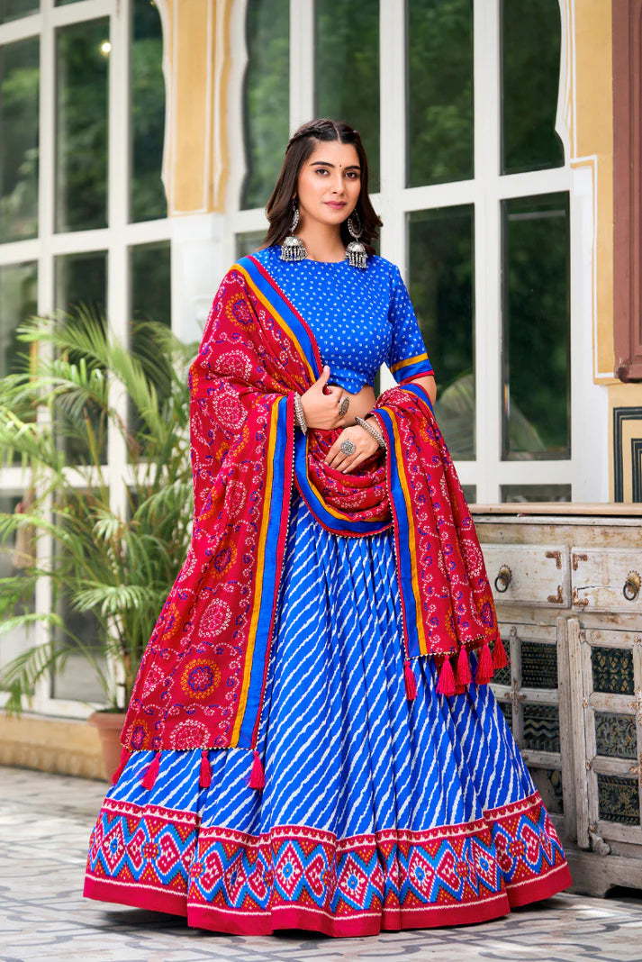 PREMIUM PATOLA LEHERIYU PRINT LEHENGA CHOLI(WD154)