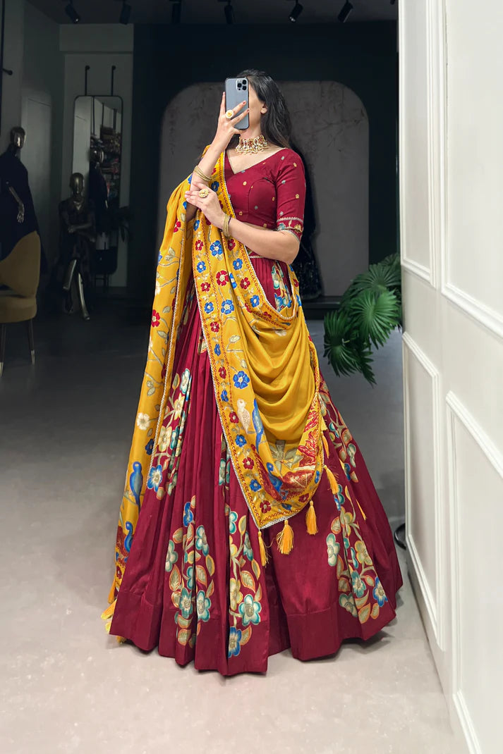 TUSSAR SILK LEHENGA CHOLI WITH DUPATA(WD64) (01)