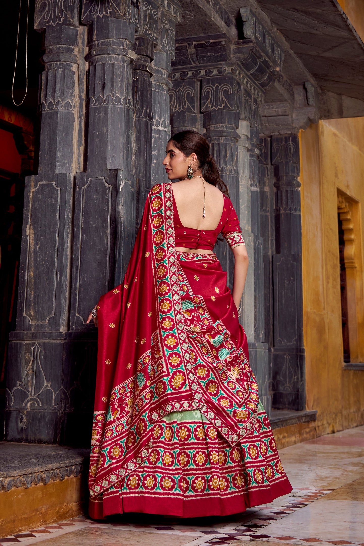 FESTIVAL SPECIAL TUSSAR SILK IKKAT PRINT LEHENGA CHOLI WITH DUPATTA (WDN133)