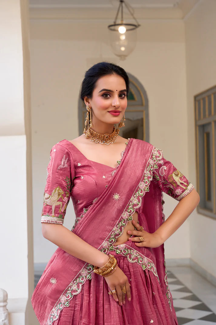 GOLD CRUSH EMBROIDERED LEHENGA CHOLI WITH DUPATTA(WD96) (02)