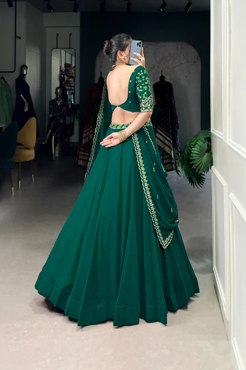 GEORGETTE EMBROIDERED LEHENGA CHOLI WITH DUPATTA(WD68)