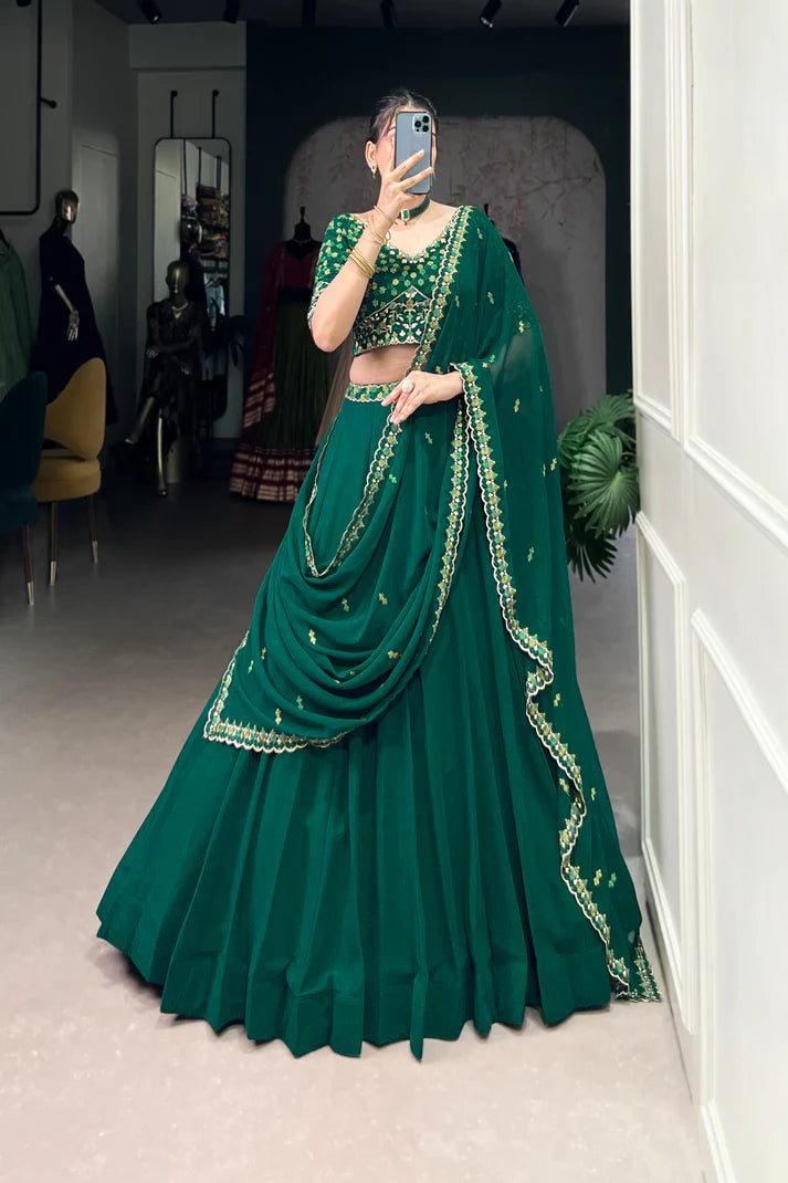 GEORGETTE EMBROIDERED LEHENGA CHOLI WITH DUPATTA(WD68)
