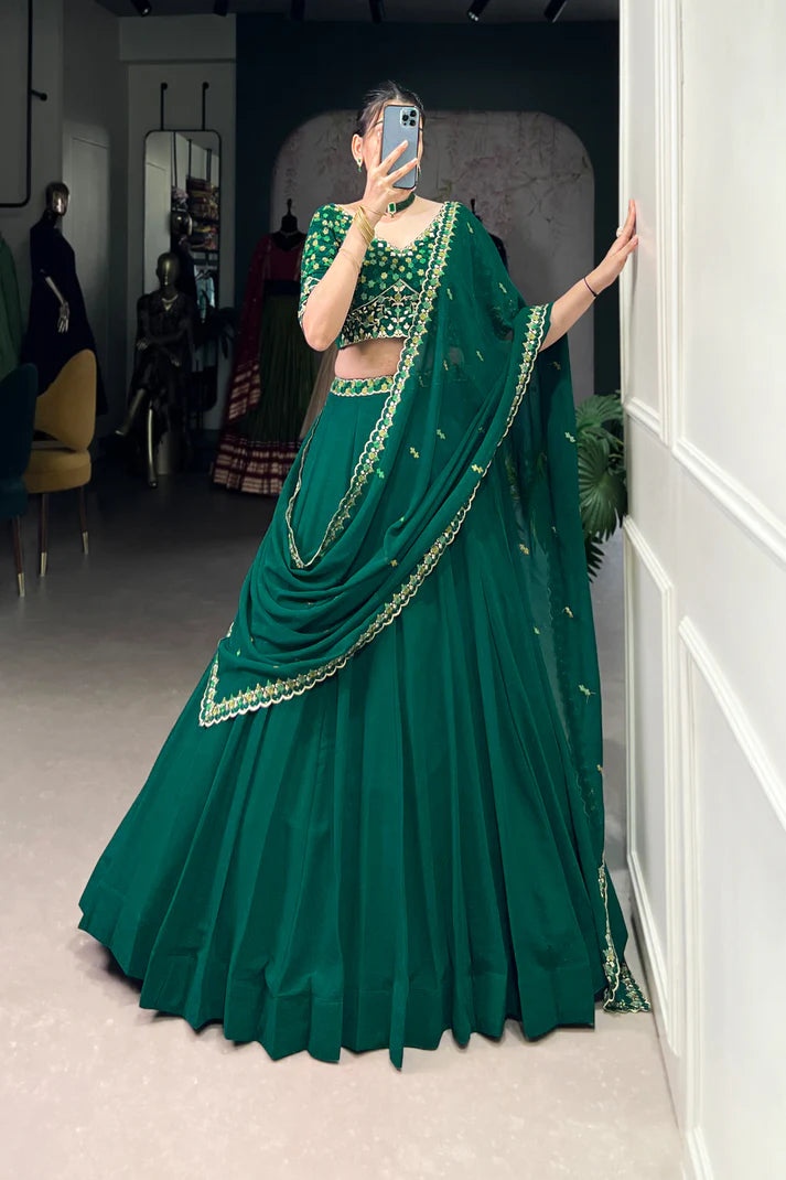 GEORGETTE EMBROIDERED LEHENGA CHOLI WITH DUPATTA(WD68)