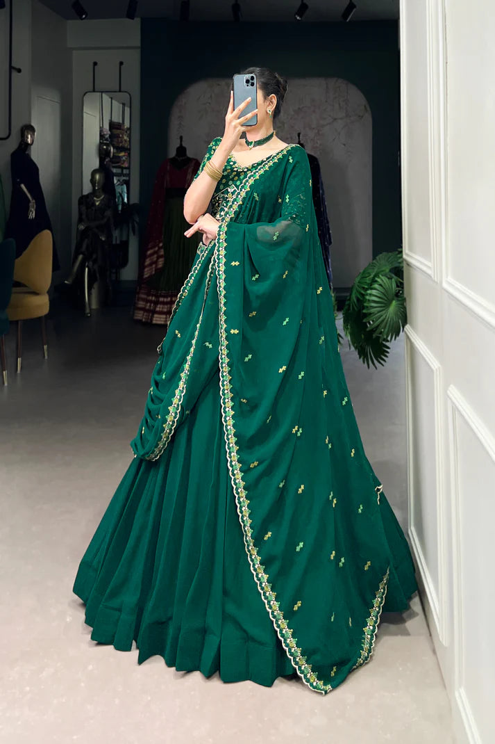 GEORGETTE EMBROIDERED LEHENGA CHOLI WITH DUPATTA(WD68)