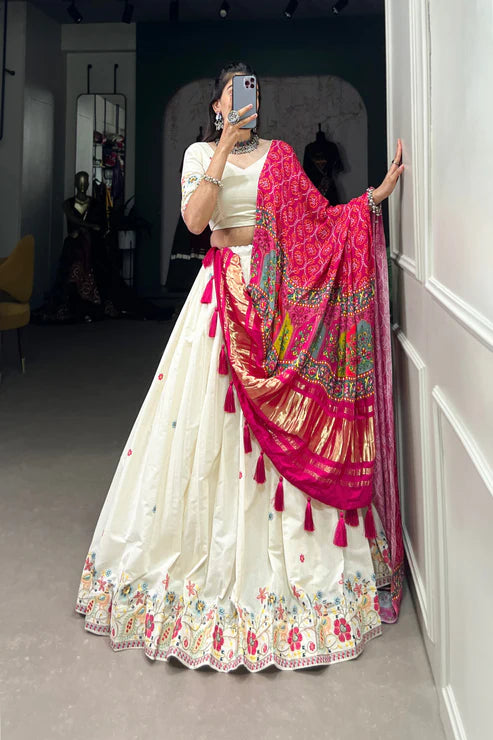 WEDDING SPECIAL KHADI COTTON LEHENGA CHOLI WITH GAJI SILK DUPATTA(WD146)