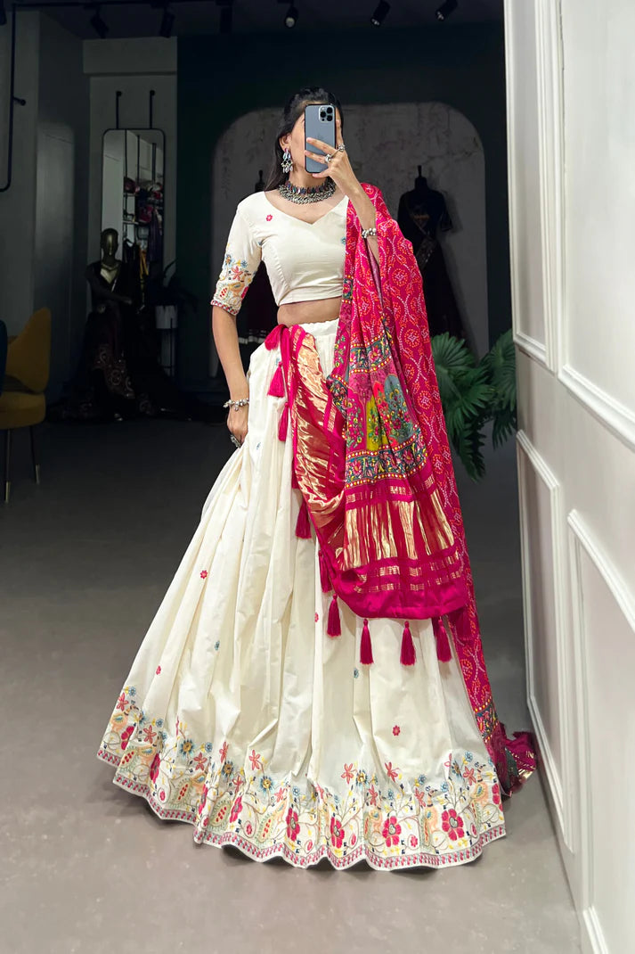 WEDDING SPECIAL KHADI COTTON LEHENGA CHOLI WITH GAJI SILK DUPATTA(WD146)