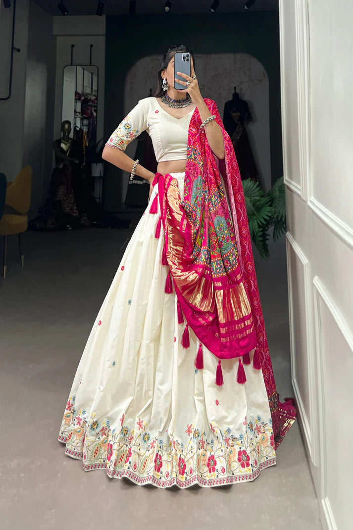 WEDDING SPECIAL KHADI COTTON LEHENGA CHOLI WITH GAJI SILK DUPATTA(WD146)