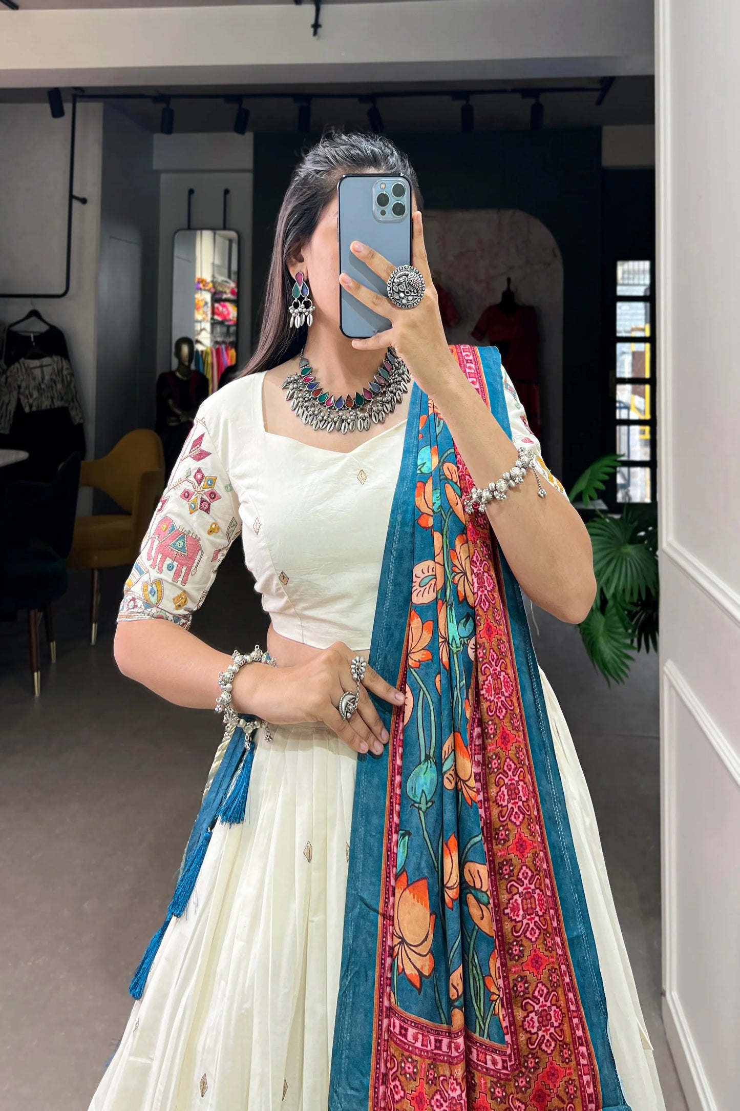 WEDDING SPECIAL KHADI COTTON LEHENGA CHOLI WITH GAJI SILK DUPATTA(WD146) (01)