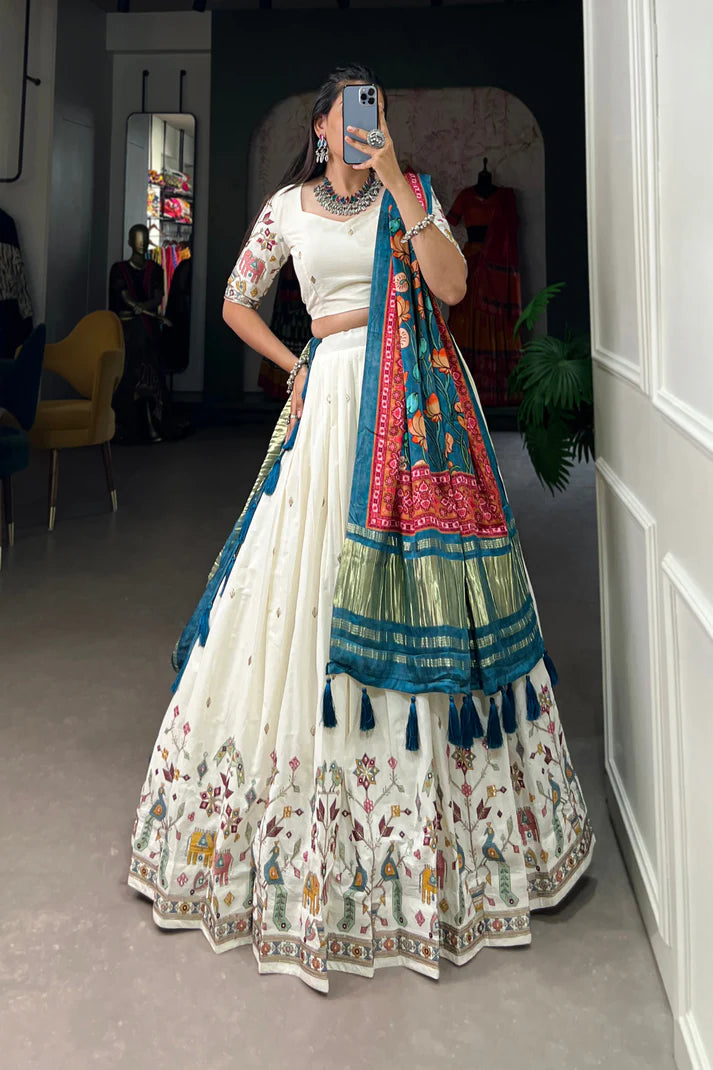 WEDDING SPECIAL KHADI COTTON LEHENGA CHOLI WITH GAJI SILK DUPATTA(WD146) (01)