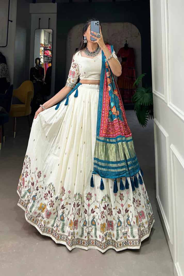 WEDDING SPECIAL KHADI COTTON LEHENGA CHOLI WITH GAJI SILK DUPATTA(WD146) (01)