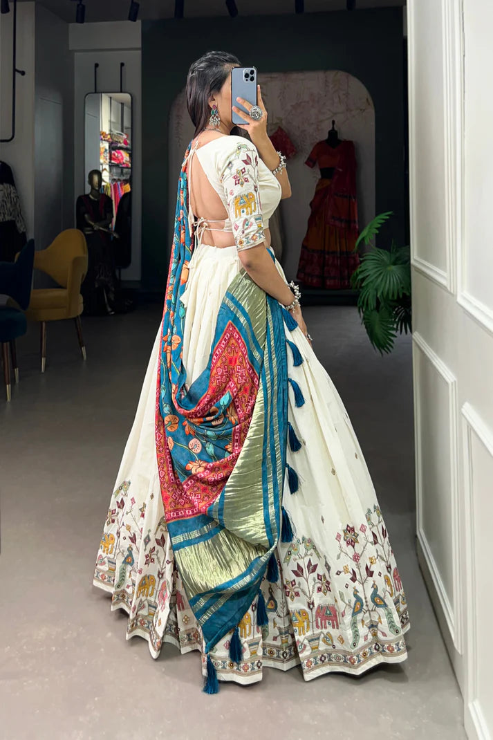 WEDDING SPECIAL KHADI COTTON LEHENGA CHOLI WITH GAJI SILK DUPATTA(WD146) (01)