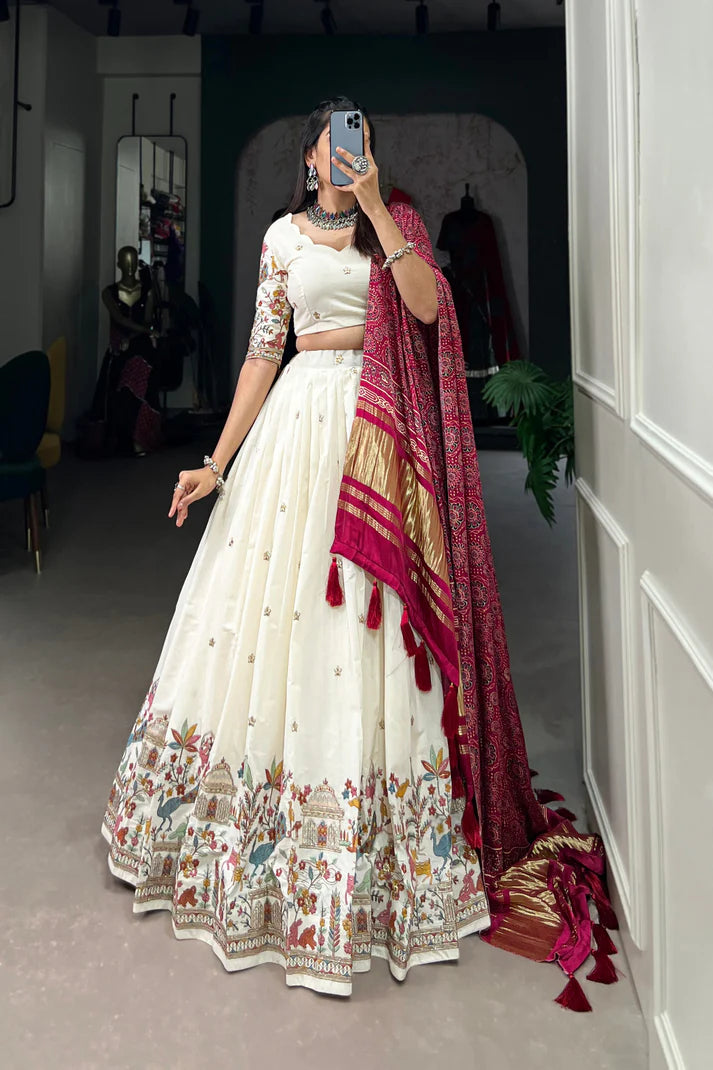 WEDDING SPECIAL KHADI COTTON LEHENGA CHOLI WITH GAJI SILK DUPATTA(WD146) (02)