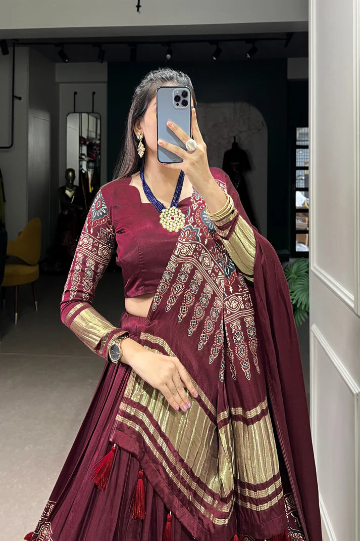 SPECIAL PRINTED LEHENGA WITH LAGDI PATTA(WD142)