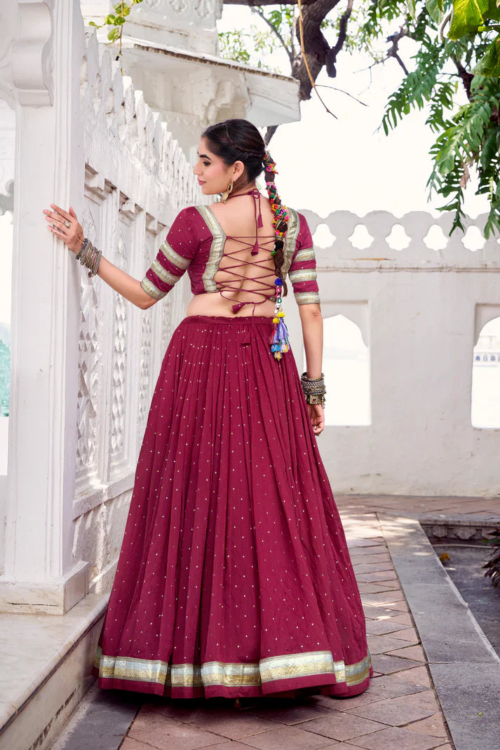 NAVRATRI SPECIAL PURE CHANDERI ZARI WEAVING LEHENGA CHOLI WITH DUPATTA(WD191) (02)
