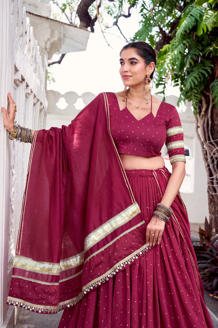 NAVRATRI SPECIAL PURE CHANDERI ZARI WEAVING LEHENGA CHOLI WITH DUPATTA(WD191) (02)