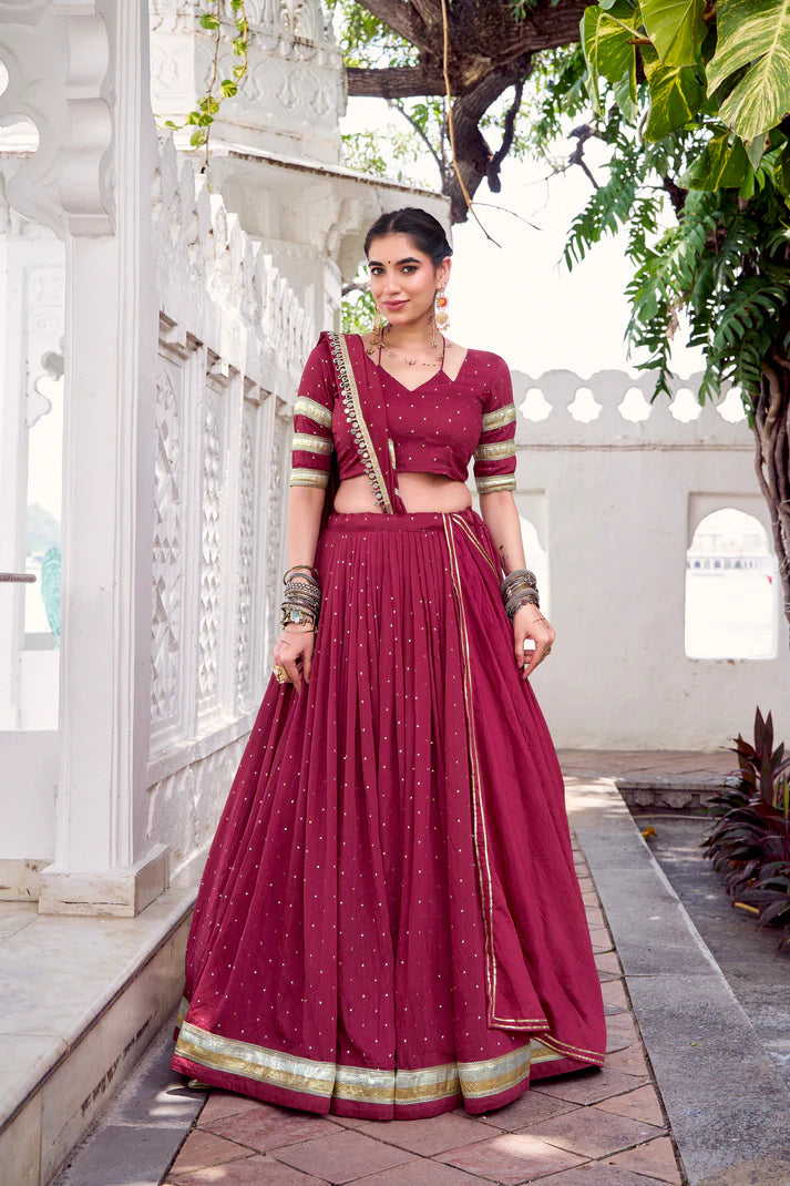 NAVRATRI SPECIAL PURE CHANDERI ZARI WEAVING LEHENGA CHOLI WITH DUPATTA(WD191) (02)