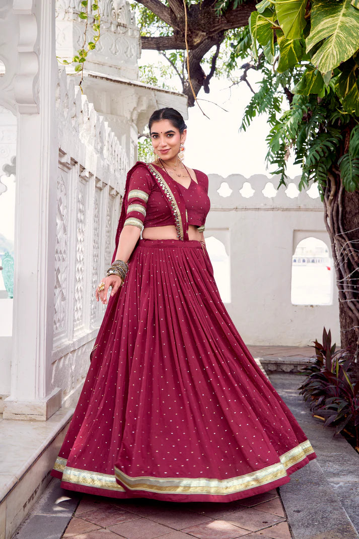 NAVRATRI SPECIAL PURE CHANDERI ZARI WEAVING LEHENGA CHOLI WITH DUPATTA(WD191) (02)