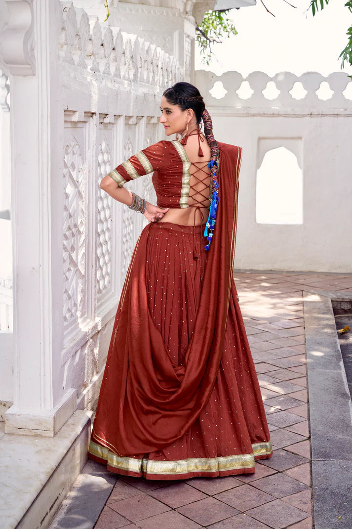 NAVRATRI SPECIAL PURE CHANDERI ZARI WEAVING LEHENGA CHOLI WITH DUPATTA(WD191) (03)