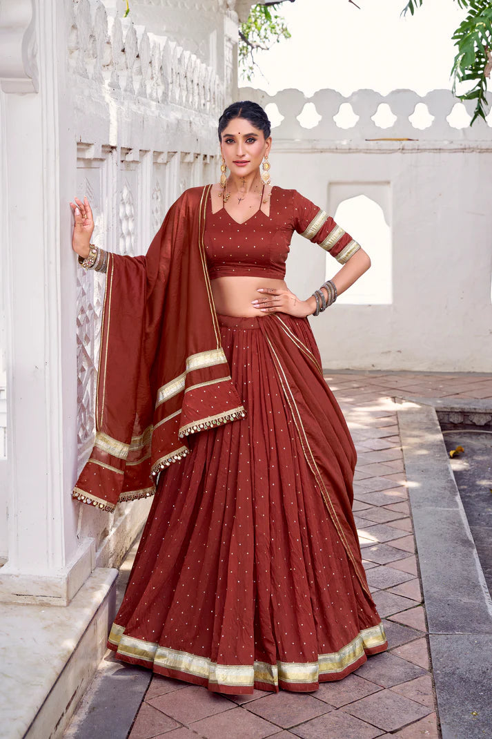 NAVRATRI SPECIAL PURE CHANDERI ZARI WEAVING LEHENGA CHOLI WITH DUPATTA(WD191) (03)
